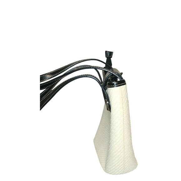 VTG Brighton Vintage Straw Tote Bag Black Leather Trim & Silver Heart Accents - Picture 2 of 8